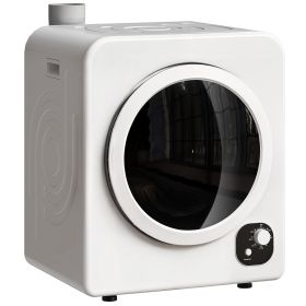120V Portable Clothes Dryer, 1300W Compact Laundry Tumble Dryer Machine 3.3  Cu. Ft. with Stainless Steel Tub, White