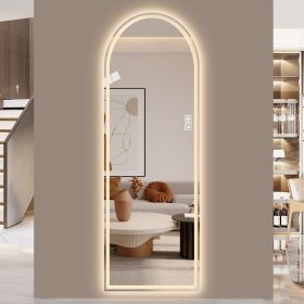65" x 21"  Arch LED Bathroom Mirror - Dimmable Wall Mount Vanity Mirror with Anti-Fog, Shatterproof Glass, Tri-Color Lighting for Makeup Studio & (Option: Silver)