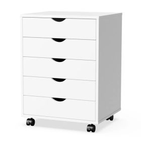 Storage Cabinet Dressers with Wheels Mobile Organizer Drawers for Office, Bedroom, Home (Option: White/5 Drawers)