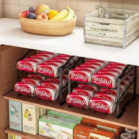 4 Tiers Can Organizer Rack, 48 Cans Soda Can Dispenser Organizer for Refrigerator, Set of 2 Stackable Beverage Dispenser Rack (Piece: 2)