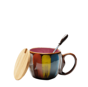 Creative ceramic cup milk cup water cup coffee cup breakfast cup couple cup to cup mug with lid spoon (Option: pink)