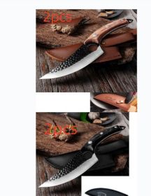 Slaughter Cutting Meat Boning Small Scimitar Special Skinning Killing Pigs Butcher (Option: Sheath-Two black and  two brown-Set)