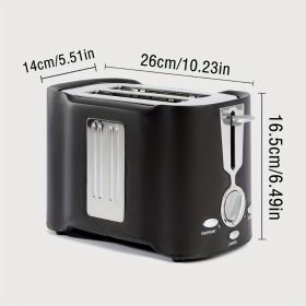 2 Slice Toaster, Quick & Even Results Every Time, Wide Slots Fit Any Size Bread Drop-Down Crumb Tray For Easy Clean Up, Stainless (Option: Black)